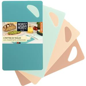 Moritz & Moritz - Set Taglieri Cucina - 4 Tagliere Flessibile da cucina - 25 x 14,5 cm - Superficie Antiscivolo per Un Taglio Sicuro - Tagliere da Cucina Plastica - Tagliere plastica flessibile