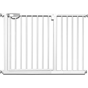Froadp Cancelletto di Sicurezza per Bambini e Animali, Barriera di Protezione della Porta per Cani, Cancello Senza Trapano, Porta Grata per Bambino, Cancelletti Interni(Bianco, 105-115cm)