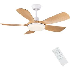 Newday Ventilatore da Soffitto Colore Legno, 106cm Ventilatore da Soffitto con Luce e Telecomando, Pale da Soffitto con Luce Dimmerabile Silenzioso con Funzione Memoria per Soggiorno Camera da letto