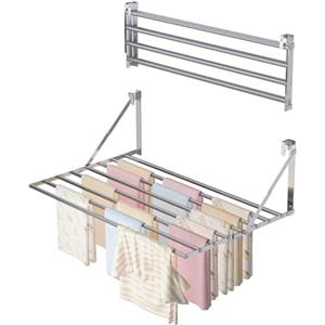 Innotic Stendibiancheria da Parete Pieghevole Antiruggine Resistente Stendino da Esterno o Interni, Salvaspazio Stendino per Balcone Bagn, con 8 Asticelle, 60cm