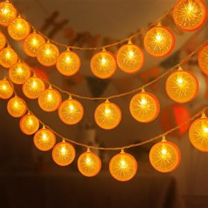 Vicloon Catena luminosa a LED a fette di limone,3 metri, 20 LED,Limone Decor String Lights,Fetta Di Limone Catene Luminose per camera da letto, matrimonio, carnevale, interni ed esterni-Arancione