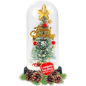 Avilia - Campana Natalizia con Alberello e Luci LED per Decorazioni Natalizie da Tavolo, Illuminazione Calda a Batteria, Ideale come Addobbo per Casa e Ufficio con Design Raffinato e Moderno