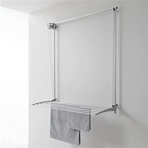 foxydry Wall, Stendibiancheria stendino da parete, stendino verticale, saliscendi in alluminio e acciaio 88x52x137 cm (Grigio, 80)