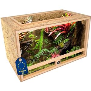 ITA Terrario per Tartarughe 120x60x60 cm con Tetto Aperto e igrometro Integrato - Terrario in Legno OSB-3 - per Tartarughe e Altri Animali - Prodotto UE