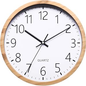 NUOVO Orologio da parete rotondo in legno imitazione da 12 pollici, soggiorno, camera da letto, cucina, silenzioso, senza zecche, orologio da parete retrò minimalista (30 cm 12 pollici)