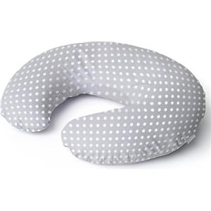 Niimo Cuscino Allattamento - Cuscino Gravidanza Multifunzione - Cuscino per Gravidanza 100% Cotone - Cuscino Lavabile Maternità in Cotone - Cuscino Premaman per Allattamento (Pois Grigio e Bianco)