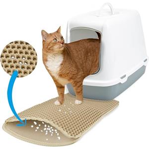 Inovida Tappetino Lettiera per Gatti Beige XS : Tappetino per Lettiera 30 x 40 cm Lavabile Extra Piccolo - Tappetino Antispreco Lettiera - Tappetino Salvaspazio per Lettiera Gatti - Inovida