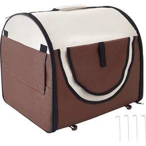 Outsunny PawHut Trasportino Gabbia da Trasporto per Cani Gatti e Animali Domestici Pieghevole, 61x46x51cm, Caffè