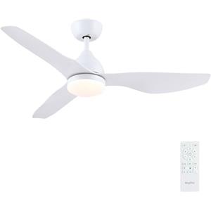 Newday Ventilatore Soffitto Bianco, 116cm Ventilatore da Soffitto con Telecomando Silenzioso, Pale da Soffitto con Luce Dimmerabile, Ventola Soffitto con 3 pale per Camera da letto Soggiorno