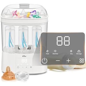 Bear 2025 Sterilizzatore per biberon con funzione di essiccazione, 4 in 1 Auto Bottiglie Sterilizzatore Baby con funzione Storge 48H, Sterilizzatore per articoli per neonati, biberon e accessori per