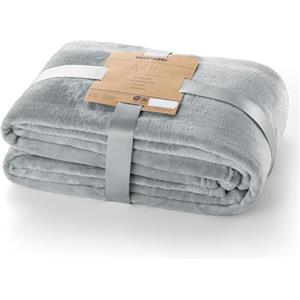 DecoKing Coperta Plaid Pile 70 x 150 cm per Letto Singolo Calda Accogliente e Spessa in Morbido Velluto Per Letto Divano Sedia Tutte le Stagioni Argento Mic