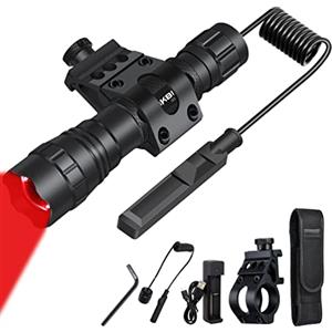 DARKBEAM Torcia a luce rossa luminoso LED USB ricaricabile, Torce rossa portatile zoom per caccia notturna, osservazione, pesca, astronomia, osservazione delle stelle, soccorso, Kit con metallo clip
