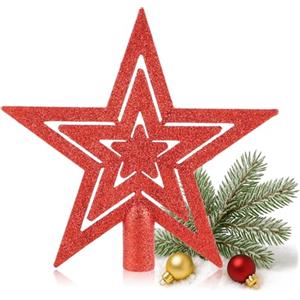 COM-FOUR® Stella glitterata per albero di Natale - Stella per albero di Natale - Puntale per albero di Natale per ogni albero di Natale - Stella di Natale infrangibile
