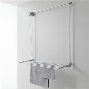 foxydry Wall, Stendibiancheria stendino da parete, stendino verticale, saliscendi in alluminio e acciaio 108x52x137 cm (Grigio, 100)