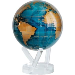 MOVA Globes Blu Ceruleo e Oro Signature (6") | Mappamondo Auto-Rotante a Energia Luminosa |Silenzioso, Senza Batterie né Fili |Decorazione da Scrivania o Idea Regalo Globo Spazio