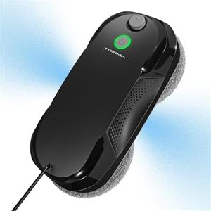 Tosima W5 Robot Lavavetri Finestre, Robot Pulisci Vetri con Doppio Spray e Aspirazione 2600-3200Pa, Lavavetri Automatico Sicurezza Tripla per Superfici Lisce Interni/Esterni (Telecomando + 8 Panni)