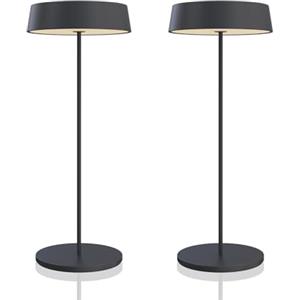 Palmina 901,lampade da tavolo senza fili,lampade da tavolo ricaricabili E Dimmerabile In Alluminio,abat jour senza fili 4400mah,Protezione IP54,luce da tavolo esterno/Interno/Nero 2PZ