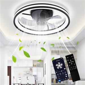 Jopassy Ventilatore da Soffitto con Illuminazione LED Dimmabile, 50 cm, 6 Velocità, Controllo Remoto e App, Ventilatore Silenzioso per Camera da Letto e Soggiorno, Design Moderno, Nero