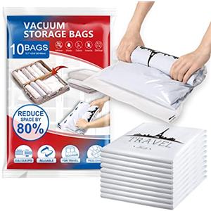 TAILI Sacchetti Sottovuoto Vestiti Viaggio 10 Pezzi 60 × 40 CM Rotolo Di Mano Sacchetti Sottovuoto per Viaggio, Valigia, Zaino, Senza Pompa Necessaria Sacchetti Vestiti Viaggio Riutilizzabili