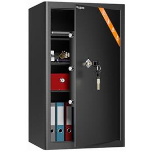 WASJOYE Cassaforte con Chiave, Cassaforte a Muro con Serratura 2 Chiaves (63×37×31cm), Cassetta di Sicurezza da Pavimento, Casa/Ufficio Casseforti da Armadio per Soldi Telefono Medicina Passaporto