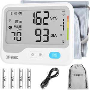 Duronic BPM125 Misuratore di Pressione da Braccio Digitale, Sfigmomanometro Automatico con Bracciale Regolabile, Memoria, Display Luminoso,Rilevazione Aritmie, 4 Batterie AA Incluse