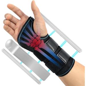 AOGOE Tutore Polso Sinistro con 3 Stecche, Traspirante Polsiera Ortopedica Regolabile, Tutore Tunnel Carpale in Metallo, per Dolori Articolari, Tendinite, Artrite, Distorsione