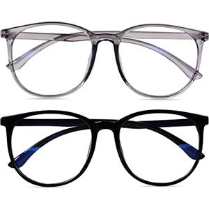 URAQT Blocco Luce Blu Occhiali, 2 PCS Anti Luce Blu Filtro Unisex, PC Occhiali da Lettura Anti-blu e UV per Tablet, Gaming, Ufficio, Riposo