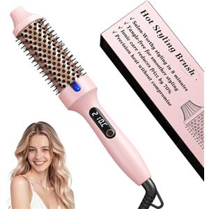 Haokoo Spazzola Termica per Capelli 38mm, Crea Ricci e Volume Salon in 8 Minuti, Thermal Brush con Tecnologia Ioni contro il Crespo, 6 Livelli di Calore, Display LED, Doppia Tensione, Rosa