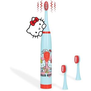 Silvergear Hello Kitty® Spazzolino Elettrico per Bambini | Setole Morbide | 3 Testine di Ricambio | Impermeabile | Alimentazione a Batteria AA | Design Leggero per Bambini | 2W
