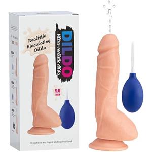 Future of your pleasure Sensual FOPS Dildo Eiaculante - Dildo Squirting con Ventosa Beige 23 cm ⌀4,2 cm Tubo 60 cm per Donne Uomini D58