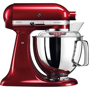 Kitchenaid Planetaria - Artisan - Robot da Cucina con testa inclinabile e 7 accessori - 4.8 L - Impastatrice - Color Rosso mela metallizzato