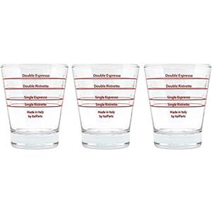 VIA CREMA ITALPARTS 3 Bicchieri per Caffè Espresso Shot Glass, Misurini Dosatori (3 PEZZI) Accessori di Alta Qualità per Macchine Caffè Professionali