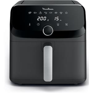 Moulinex Easy Fry Mega, Friggitrice ad Aria, Capacità Extra-Large 7.5 L, Fino a 8 Persone, 8 Programmi Preimpostati, Dimensioni Compatte, App con Ricette, Lavabile in Lavastoviglie, EZ855H, nera