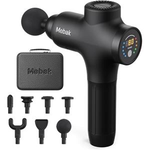 Mebak 3 Pistola Massaggio Muscolare Professionale Pistola Massaggiante Massage Gun Tessuto Profondo Corpo Sollievo Dolore Elettrico Silenzioso Massaggiatore 3200RPM 7 Testa 5 Velocità 12mm Ampiezza
