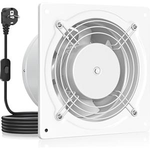 HG Power Ventola Aspirazione 150mm - 525m³/h Ventola Bagno Silenziosa con Valvola di non ritorno, interruttore, Spina, Aspiratore Industriale 38W per Muro Soffitto Finestra VMC, Bianco