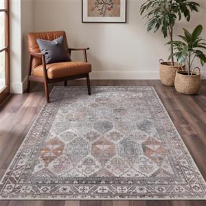 BEIMO Tappeto Salotto Vintage, Tappeti Ingresso Interno, Tappeto Antiscivolo Lavabile, Grandi Tappeti Persiano per Cucina, Camera Da Letto, Ufficio, Retrò Colore, 160x230cm