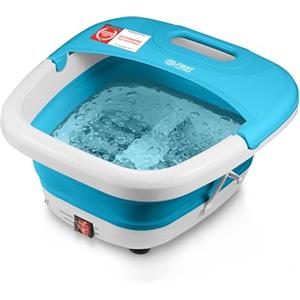 TZS First Austria pediluvio con funzione massaggio, richiudibile con serratura e set pedicure 3 pezzi, funzione riscaldamento, massaggio a bolle, rulli massaggianti - blu