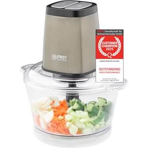 TZS First Austria Tritatutto | Contenitore in vetro da 1,7 L | 500 W | 2 velocità | Tritatutto multiplo | Fondo antiscivolo | Acciaio inossidabile