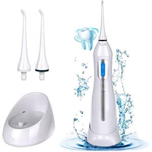 Avilia Idropulsore a Batterie per la Pulizia di Denti e Gengive - Idropulsore senza Fili con Serbatoio dell'Acqua nel Manico e 3 Potenze di Pressione, 100-240V