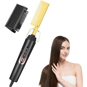 Flintronic Pettine Elettrico, Hot Comb per Capelli, Pettine Lisciante Antiscottatura, Piastra Elettrica per Parrucche, Afro Capelli e Barba, 160 - 200 ℃Temperature Regolabili