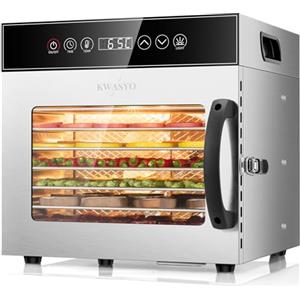 Kwasyo Essiccatore in acciaio inox 600 W con 8 piani, essiccatore professionale e disidratatore alimentare, timer digitale, controllo della temperatura, protezione da surriscaldamento, ricettario