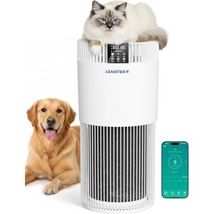 DAISTERN Purificatore d'Aria Intelligente per Animali Domestici 78m², Filtro HEPA13, Depuratore contro 99,97% Peli Acari Polveri Pollini Odori Formaldeide, Funzione Ioni Negativi per Camera Soggiorno