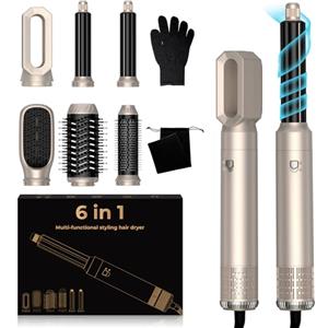 UKLISS Pro Airstyler 6 in 1 - Spazzola Asciugacapelli con 1000 W Asciugacapelli, Spazzola Soffiante, Airflow Ricci per Capelli, Spazzola ad Aria Calda, Spazzola Lisciante (Argento)