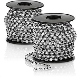 COM-FOUR® 2x ghirlande di perle per l'albero di Natale - Decorazione albero di Natale nastro di perle - Decorazioni natalizie - decorazioni nuziali - argento 15 m