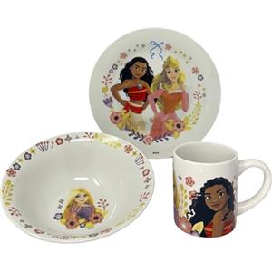 CARTOON Set 3 pezzi in ceramica Principesse Disney tazza ciotola piatto stoviglie per bambini servizio da tavola in confezione