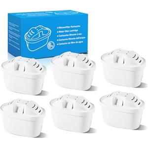 Mutital Cartucce Filtranti per Acqua, Compatibili con i Filtri per Acqua Brita Maxtra+, Cartucce Filtranti Brita, Aquaphor, Filtro a Carbone Attivo, Compatibile con Caraffe Filtranti, Dafi (6 pezzi)