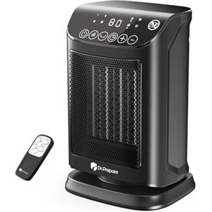 Dr.Prepare Termoventilatore Ceramico 1800W Basso Consumo con Termostato 5 Modalità [3 Calore + Ventilatore + ECO] Timer 12H Oscillazione 70° Protezioni di Sicurezza per Camera da Letto Ufficio