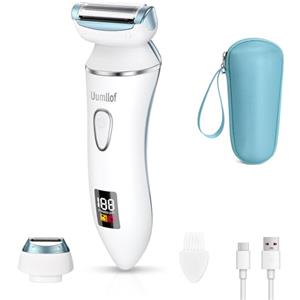 Ruycllo Rasoio Elettrico Donna 2 in 1, Rasoio Intimo Donna e Trimmer Bikini IPX7 Impermeabile, Trimmer Intima con Display LED per Gambe, Ascelle e Zona Intima con Custodia da Viaggio