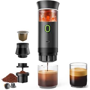 Innopower Macchina per Espresso Portatile 3 in 1, Compatibile con Capsule e Caffè Macinato, Batteria Ricaricabile 7500 mAh, 20 Bar, Autoriscaldante, USB-C, per Viaggi, Campeggio, Auto