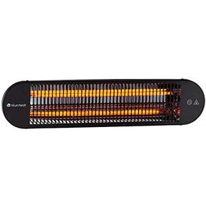 blumfeldt Gold Bar 2000 Swing - Stufa a Infrarossi, Termoconvettore da Terrazza, Oscillazione Orizzontale Automatica di 60°, Potenza: 2000 Watt, 3 Livelli: 800/1200/2000 Watt, Nero